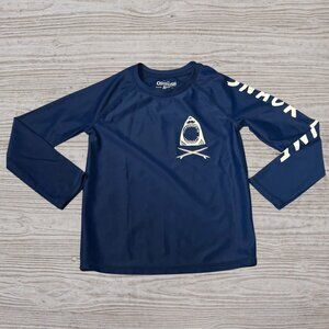 Oshkosh B'gosh Kids Toddler Blue Long Sleeve Shark "Snack Time" Swim Top Size 3T
